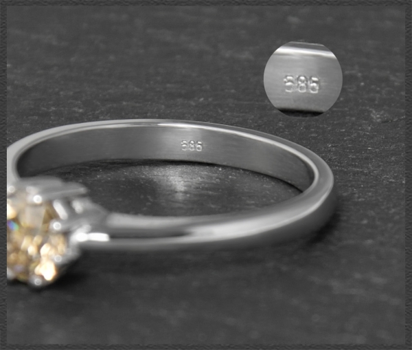Diamant Ring, 0,55ct Brillant in champagner, 585 Gold