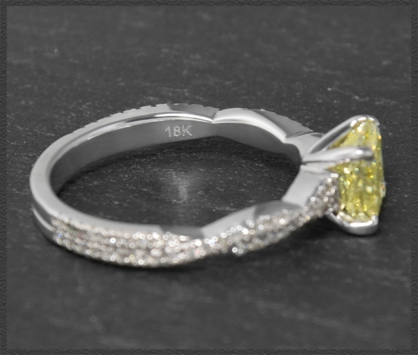 Diamant Ring mit 1,54ct, gelber 1,10ct Solitär, 750 Gold
