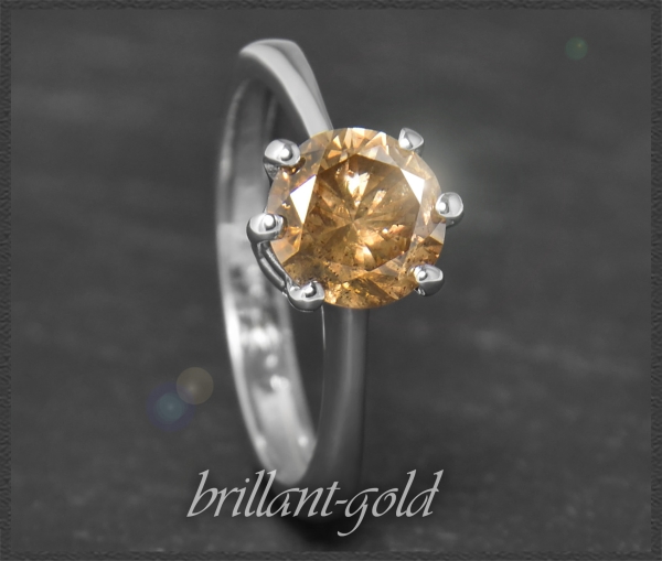 Diamant Ring,1,70ct cognac Brillant, 585 Weißgold