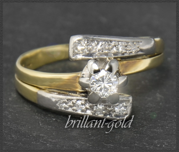 Diamant Ring 0,32ct, 585 Gold, Vintage um 1960