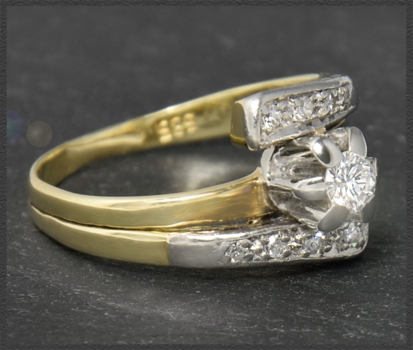 Diamant Ring 0,32ct, 585 Gold, Vintage um 1960