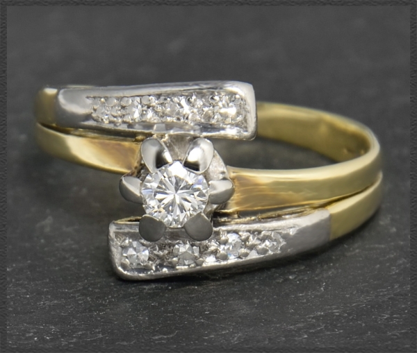 Diamant Ring 0,32ct, 585 Gold, Vintage um 1960