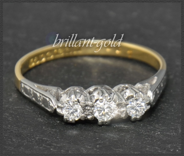 Diamant Ring mit 0,22ct, 750 Gold & Platin, um 1910