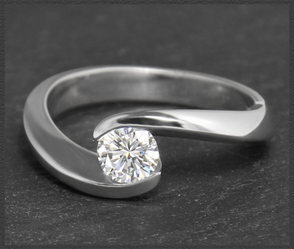 Diamant Ring, 0,47ct Brillant + GIA Zertifikat, 585 Gold