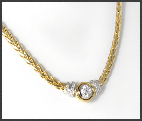 Diamant Collier mit 1,45ct, Solitär 1,12ct, 750 Gold