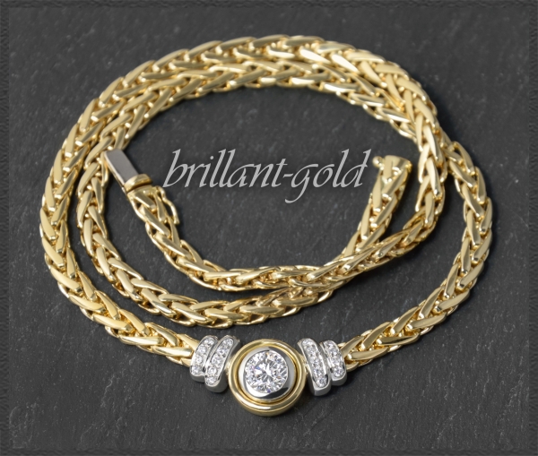 Diamant Collier mit 1,45ct, Solitär 1,12ct, 750 Gold