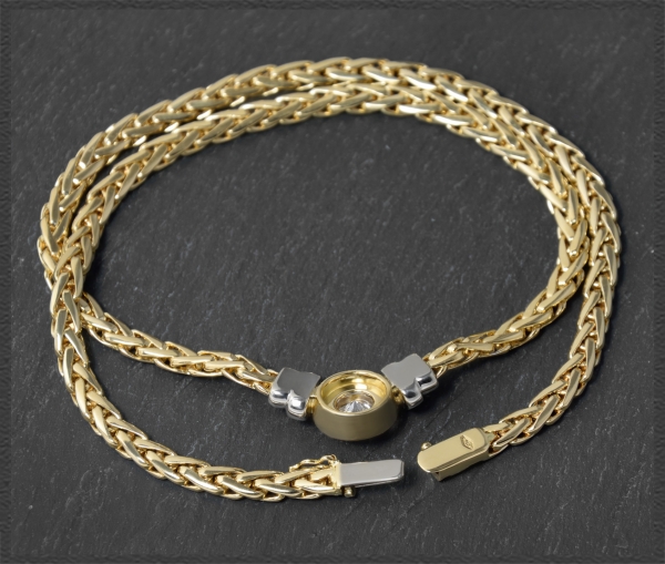 Diamant Collier mit 1,45ct, Solitär 1,12ct, 750 Gold