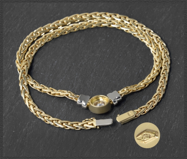 Diamant Collier mit 1,45ct, Solitär 1,12ct, 750 Gold