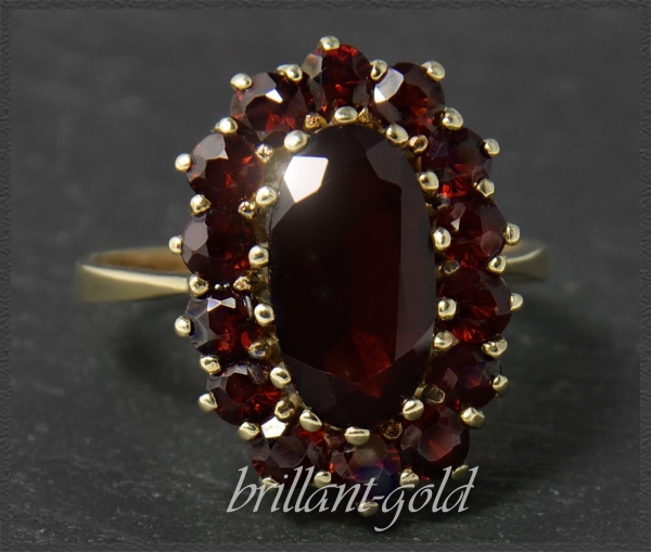 Vintage Ring, 5,40ct Granate, 333 Gold, um 1960