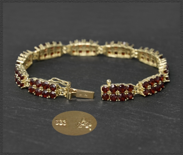 Granat & 333 Gold Armband mit 11ct, Tennisarmband