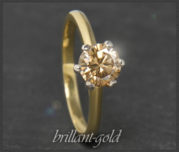 Diamant Ring, lupenreiner 0,97ct Brillant, 585 Gold