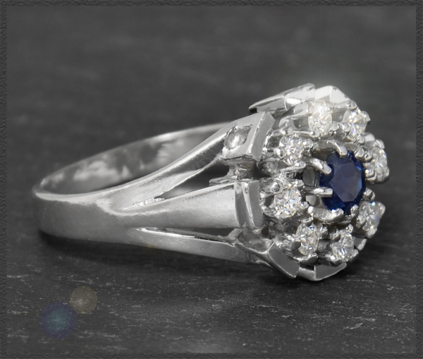 Vintage 0,93ct Saphir & Diamant Ring, 585 Gold