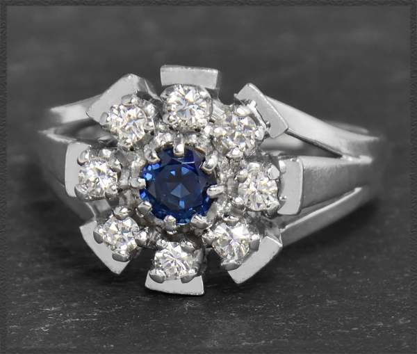 Vintage 0,93ct Saphir & Diamant Ring, 585 Gold
