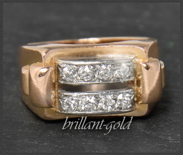 Antiker "tank ring", 0,64ct Diamanten, Gold & Platin