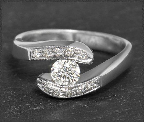 Diamant Ring mit 0,56ct Brillanten, aus Platin
