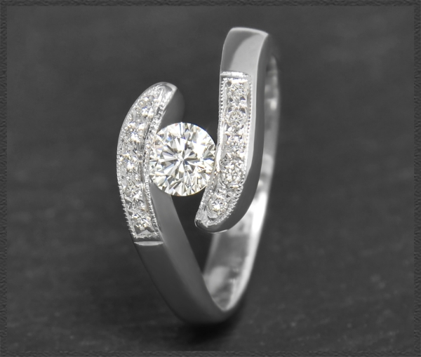 Diamant Ring mit 0,56ct Brillanten, aus Platin