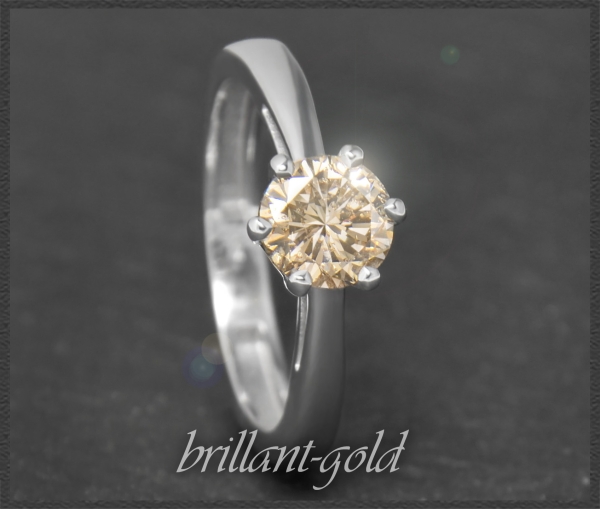 Diamant Solitär Ring, 1,10ct champagner Brillant