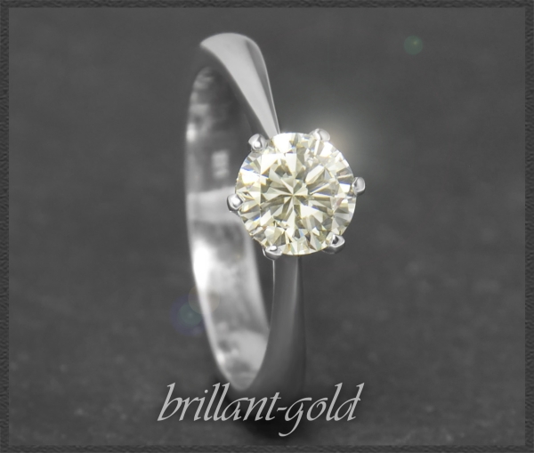 Diamant Solitär Ring, 0,75ct zart gelb, 585 Weißgold