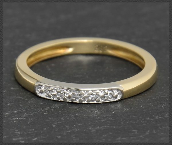 Gold Ring mit Diamanten, 585 Gelbgold & Weißgold