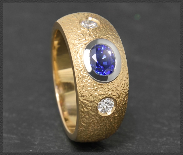 Diamant & Saphir Ring mit 1,12ct, 750 Gold Allianzring