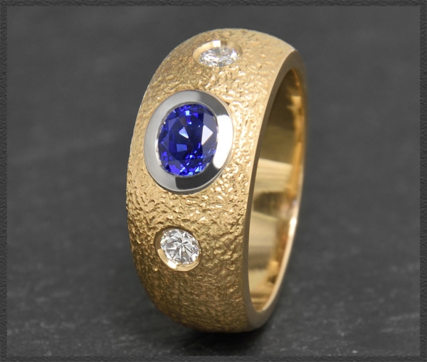 Diamant & Saphir Ring mit 1,12ct, 750 Gold Allianzring