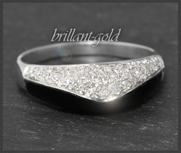 Onyx & 0,45ct Diamant Cocktail Ring, 585 Weißgold