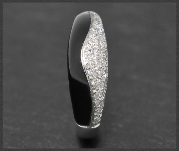 Onyx & 0,45ct Diamant Cocktail Ring, 585 Weißgold