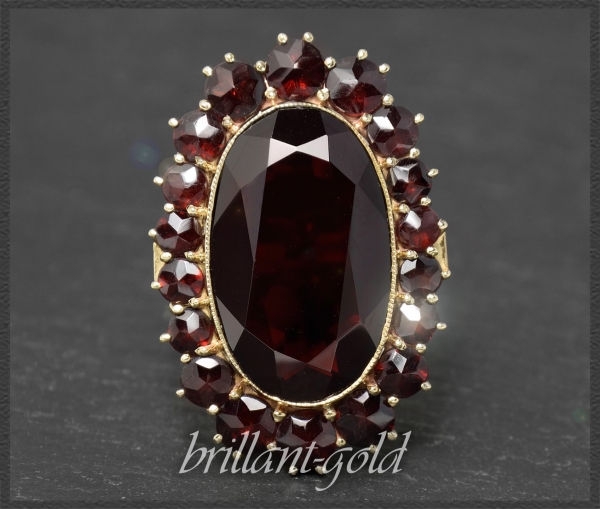 Vintage 333 Gelbgold Ring mit 15,20ct Granaten