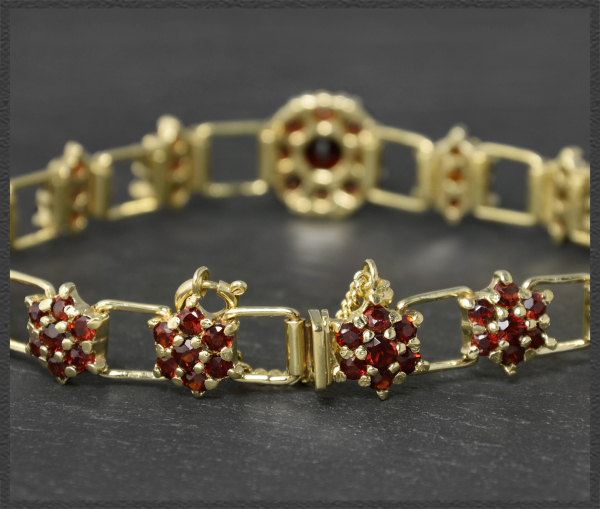 Granat & 585 Gold Armband mit 7,90ct, Vintage