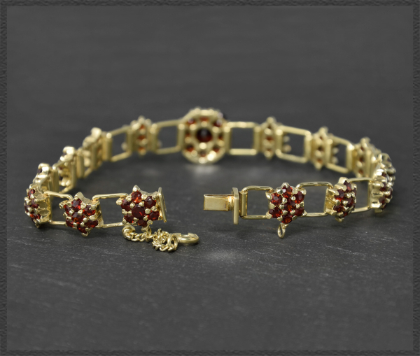 Granat & 585 Gold Armband mit 7,90ct, Vintage