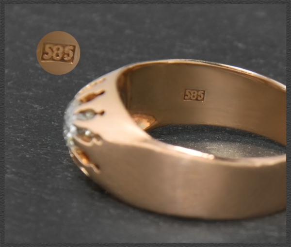Antik Diamant Ring, 0,66ct Kissenschliff Brillant, 585 Rotgold