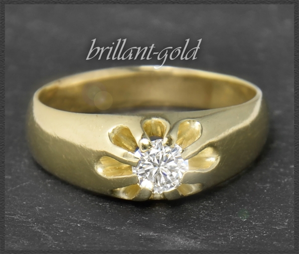 Ring mit 0,43ct Brillant Solitär, 585 Gelbgold, Antik