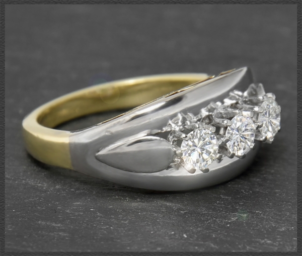 Preview: Antik Diamant Ring mit 0,75ct, 585 Gold & Platin