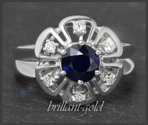 Vintage Saphir & Diamant Ring mit 1,50ct, 585 Gold