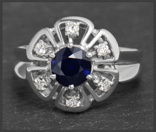 Vintage Saphir & Diamant Ring mit 1,50ct, 585 Gold