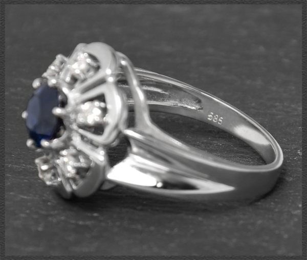 Vintage Saphir & Diamant Ring mit 1,50ct, 585 Gold