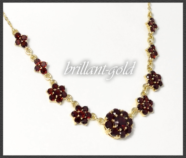 Vintage 585 Gold Collier Kette, 5,75ct rote Granate
