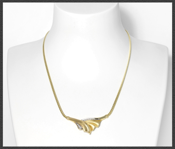 Diamant Collier mit 0,13ct Brillanten, 585 Gold Kette