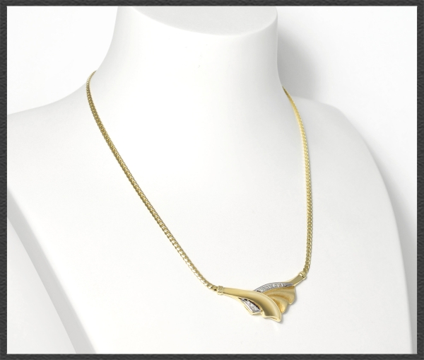 Diamant Collier mit 0,13ct Brillanten, 585 Gold Kette
