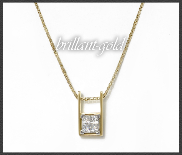 Diamant Collier mit 1,15ct, 585 Gelbgold Kette & Anhänger