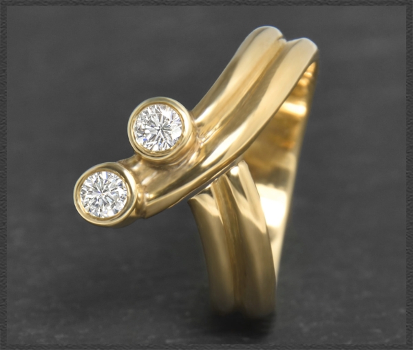 Gold Ring mit 0,40ct Brillanten, 585 Gelbgold