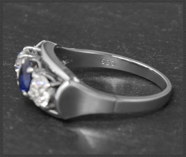 Antiker 1,40ct Diamant & Saphir Ring, 585 Weißgold