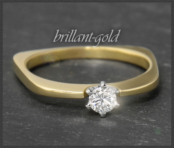 Designer Brillant Ring mit 0,27ct Solitär, 750 Gold