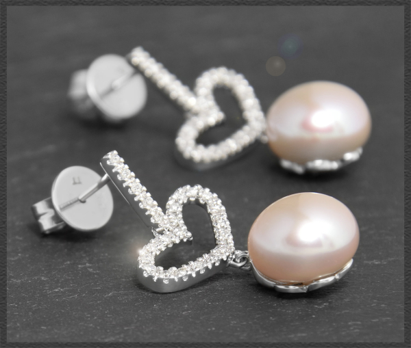 Preview: Perlen & Diamant Ohrringe, 0,40ct Brillanten, 585 Weißgold