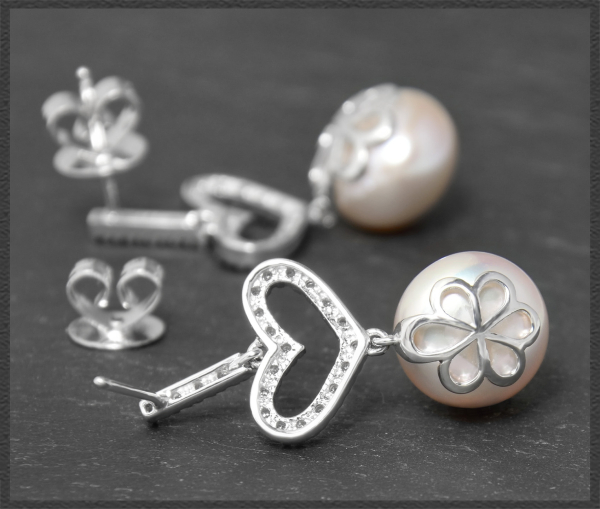 Preview: Perlen & Diamant Ohrringe, 0,40ct Brillanten, 585 Weißgold