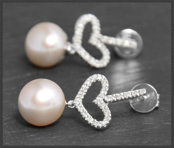 Preview: Perlen & Diamant Ohrringe, 0,40ct Brillanten, 585 Weißgold