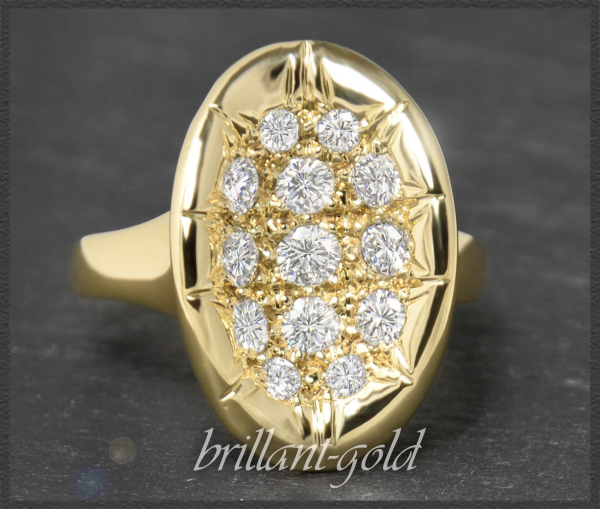 Designer Diamant Ring, 1,43ct Brillanten, 750 Gelbgold