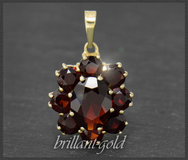 Anhänger aus 333 Gold, mit 4,90ct roten Granaten
