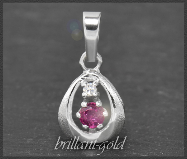 Diamant & Rubin Anhänger aus 585 Weißgold