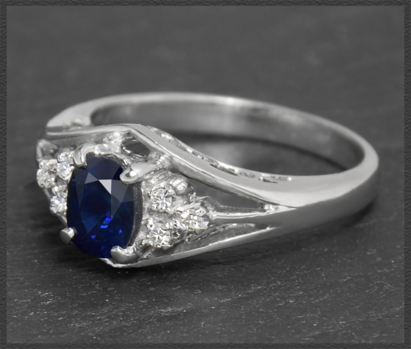 Vintage Saphir & Diamant Ring mit 1,12ct, 585 Gold